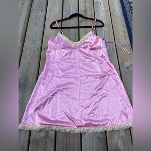 La senza XL Y2K Pink Satin Lace Polka slip dress,